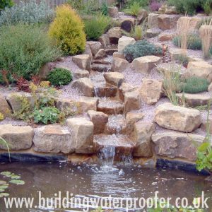 Waterproofing garden waterfalls