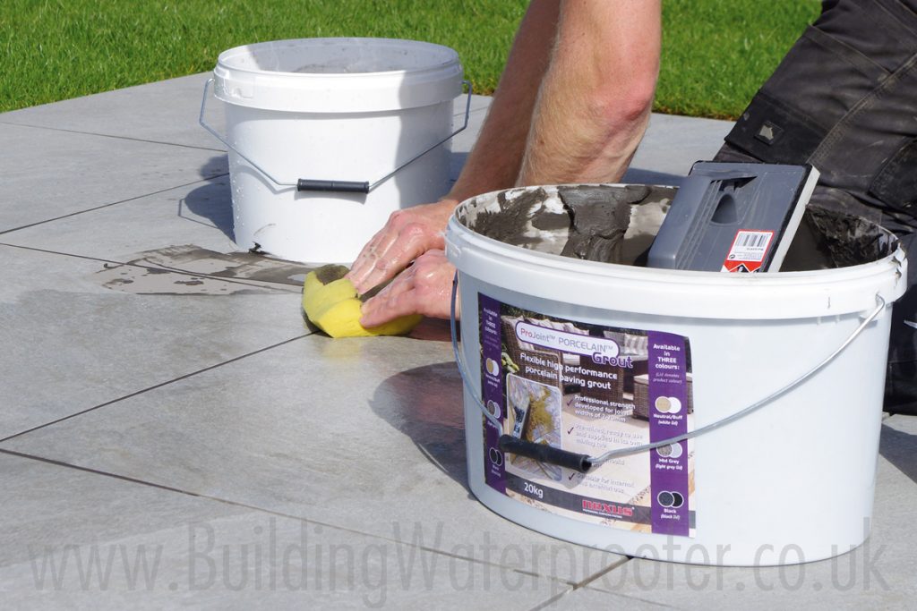 how to use porcelain grout on paving